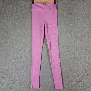 Year Of Ours Ribbed Veronica Leggings Women's Medium Pink V-Waist Workout Gym